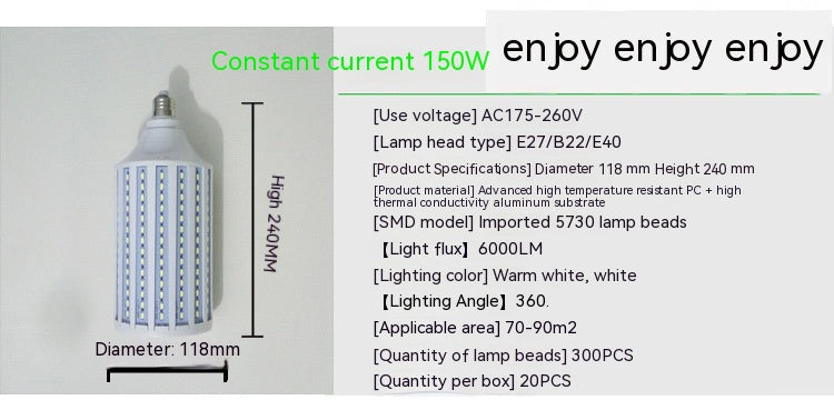 Ampoule d'économie d'énergie haute puissance à courant constant Lampe de maïs Super Bright