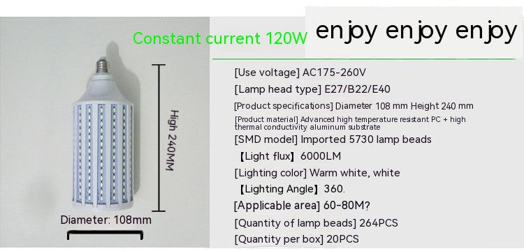 Ampoule d'économie d'énergie haute puissance à courant constant Lampe de maïs Super Bright
