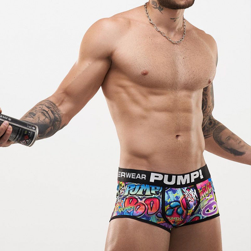British Style Grateful Pouch Short Street Graffiti Nylon Respirant Boxers confortable