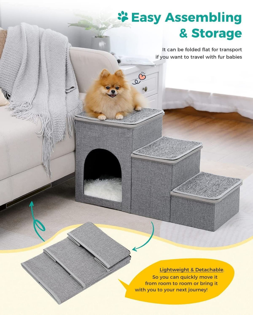 Les chiens et les chats d'âge adulte Étape pliable