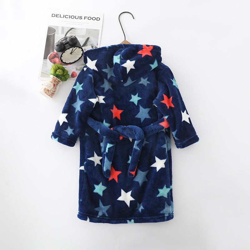 Enfants Vêtements Maison Vêtements Flannel Hommes Femmes Hoodie Coral Velvet Robe de nuit