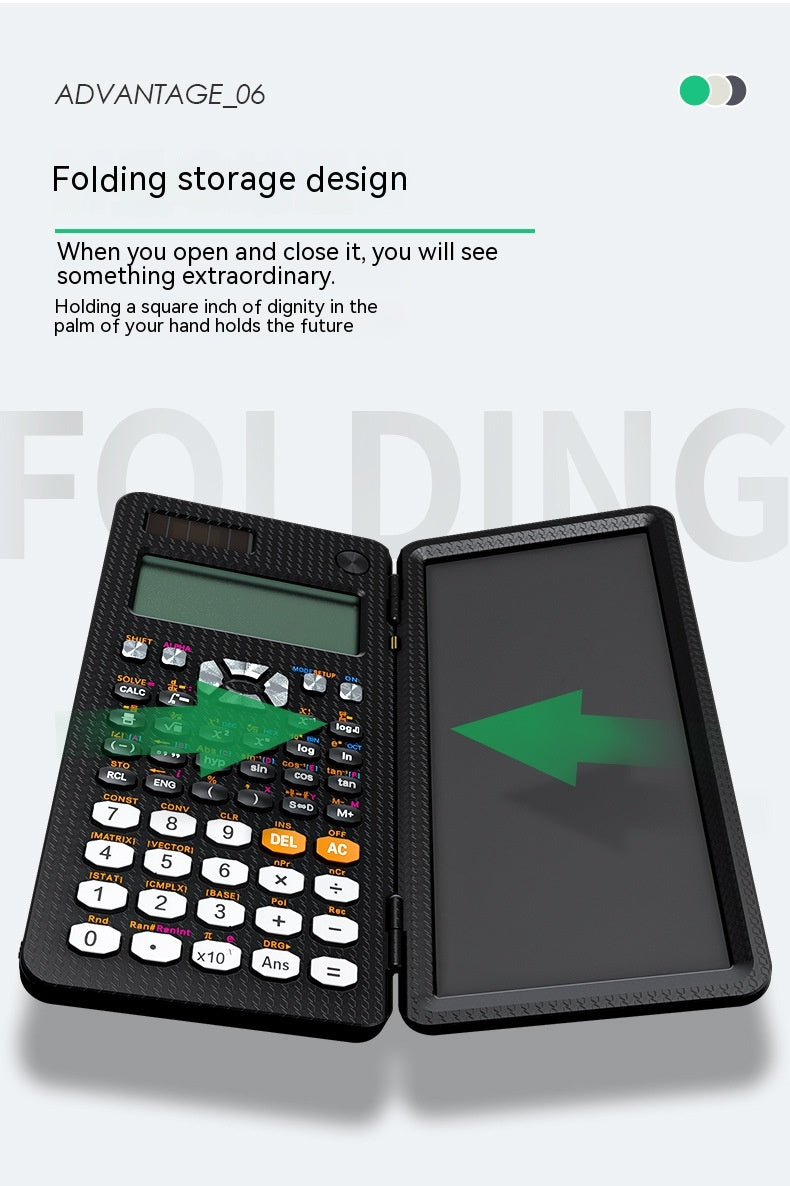 2 En 1 Calculatrices scientifiques pliables Calculatrice de la fonction d'apprentissage de tablette d'écriture Fol