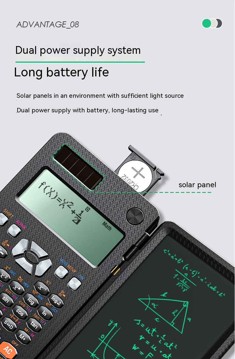 2 En 1 Calculatrices scientifiques pliables Calculatrice de la fonction d'apprentissage de tablette d'écriture Fol