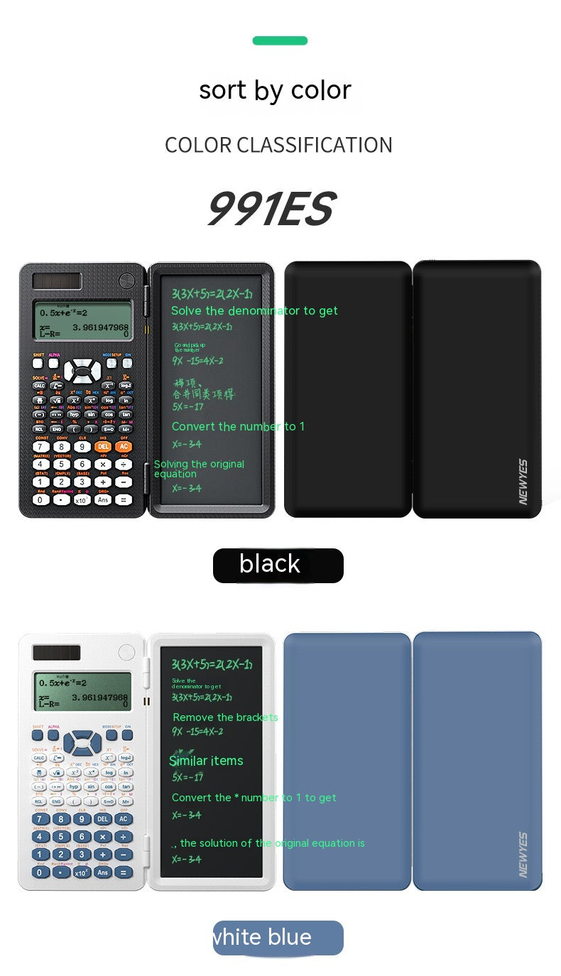 2 En 1 Calculatrices scientifiques pliables Calculatrice de la fonction d'apprentissage de tablette d'écriture Fol