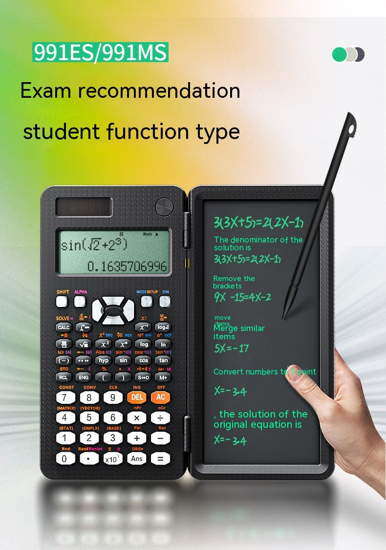 2 En 1 Calculatrices scientifiques pliables Calculatrice de la fonction d'apprentissage de tablette d'écriture Fol