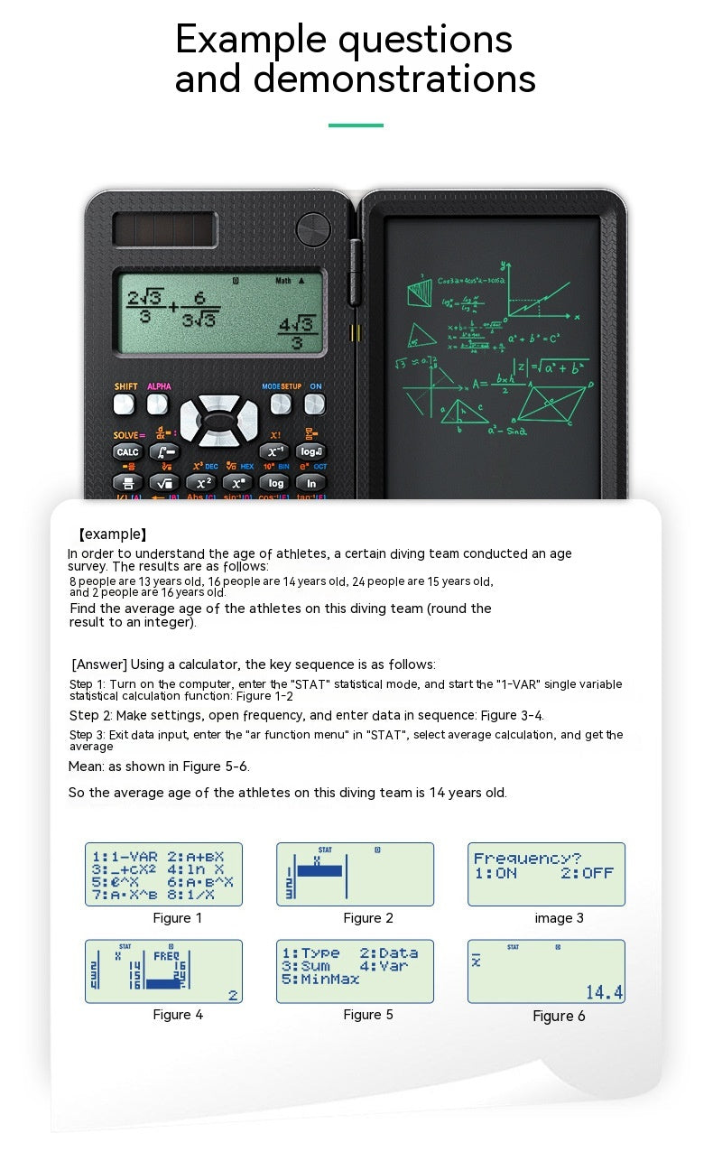 2 En 1 Calculatrices scientifiques pliables Calculatrice de la fonction d'apprentissage de tablette d'écriture Fol