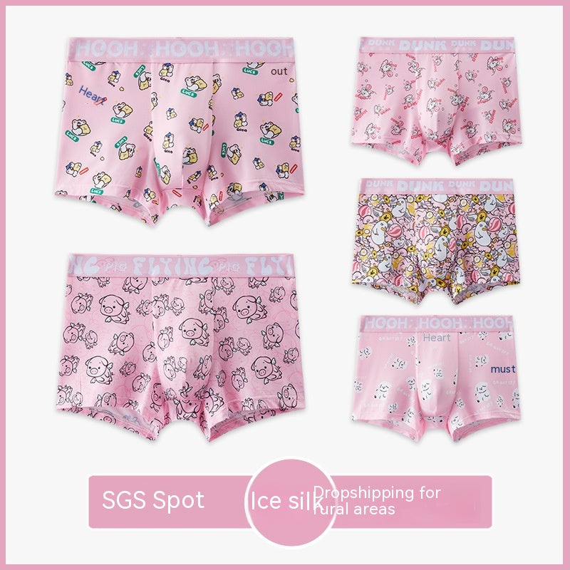 Sous-vêtements en polyester homme Ice Silk Summer Boxer ultra-mince respirant