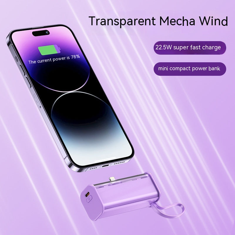 Vent industriel avec câble Transparent Capsules Power Bank Super Fast Charge Mobile Puissance