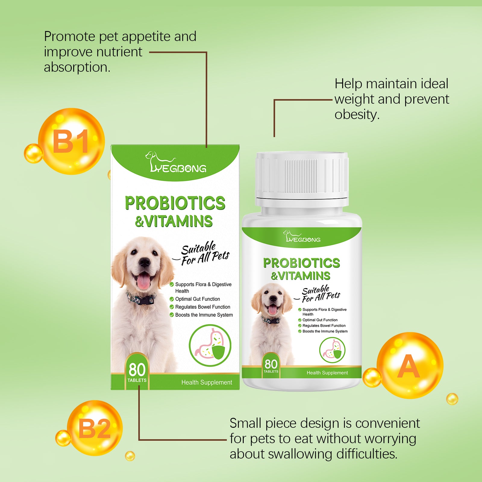 Probiotiques pour animaux de compagnie et comprimés de vitamine pour chiens et chats