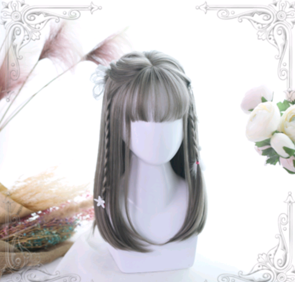 Lolita Wig Ji Fazhong Long Straight Wig Air Bangs Simulation Big Scalp