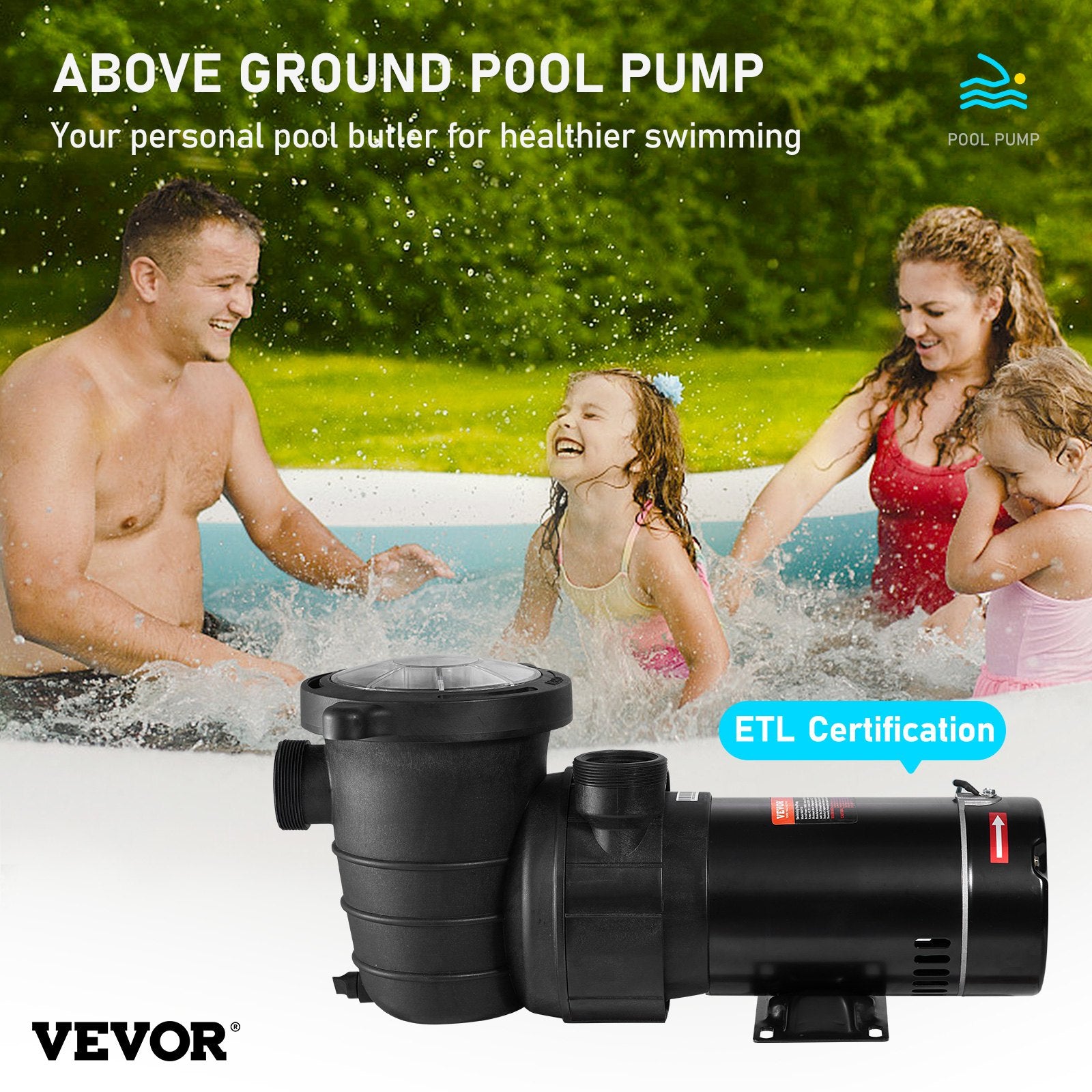 VEVOR PiscinePompe 1.5HP 115V 1100W
