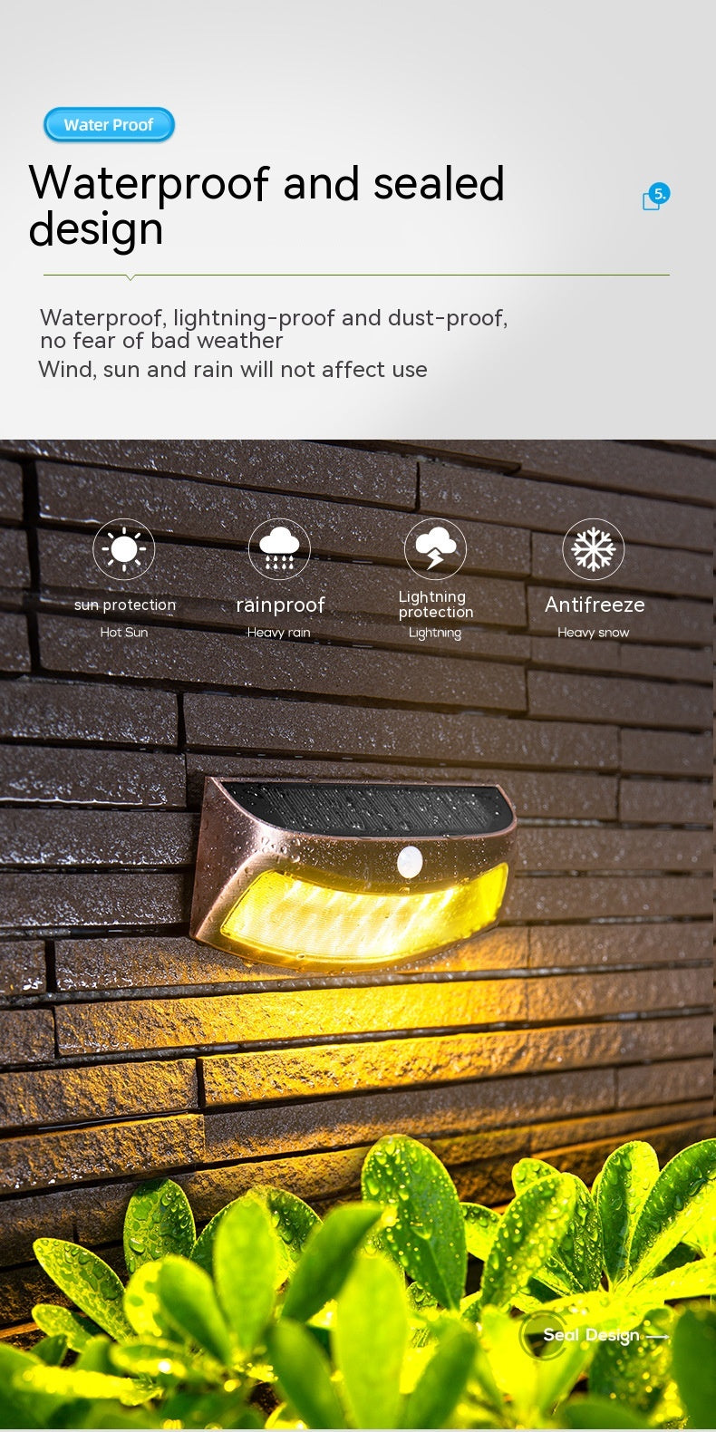 Solar Outdoor rétro décoratif Courtyard Villa Jardin mural éclairage lampe murale