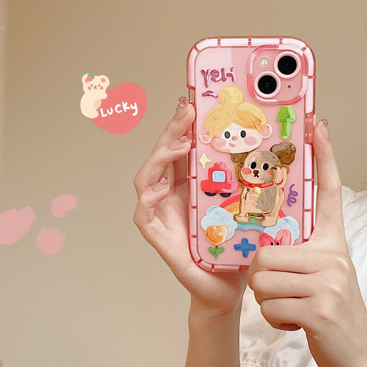 Coffret téléphonique mignon peinture à l'huile pour chien