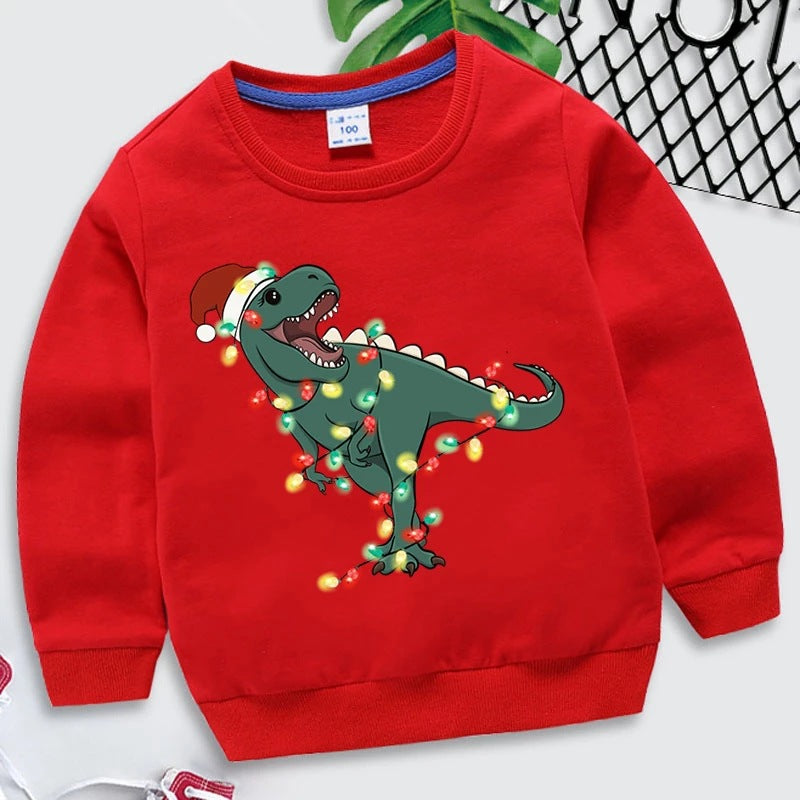 Chandail rouge de Noël pour enfants Pure coton d'automne Vêtements Western Style