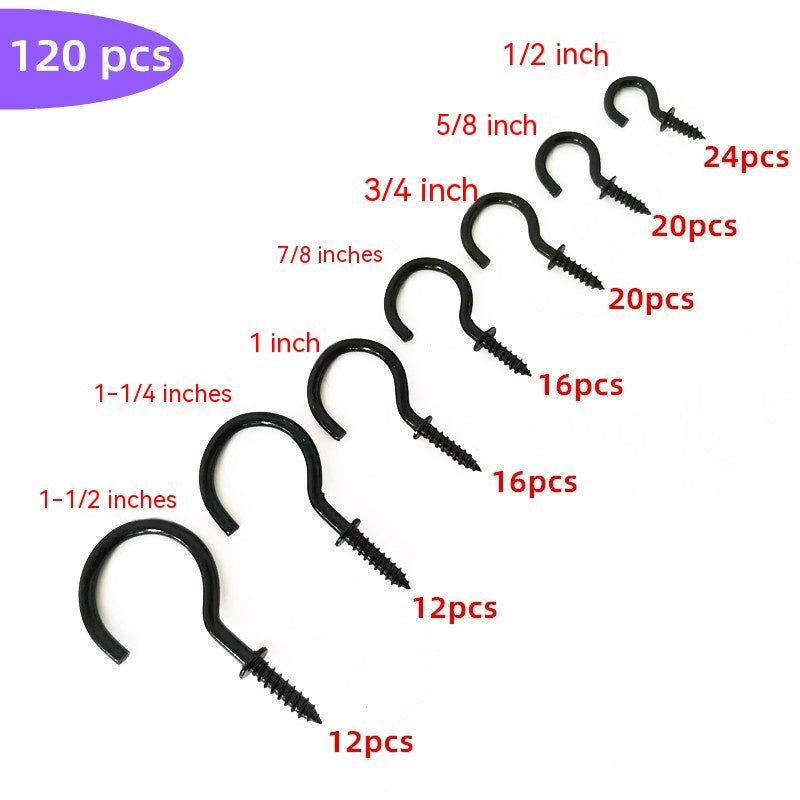 Crochets de coupe en boîte 7 Spécifications 120pcs Crochet de plafond en argent noir