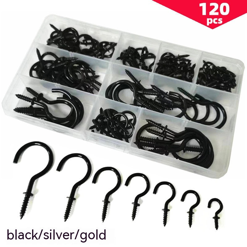 Crochets de coupe en boîte 7 Spécifications 120pcs Crochet de plafond en argent noir