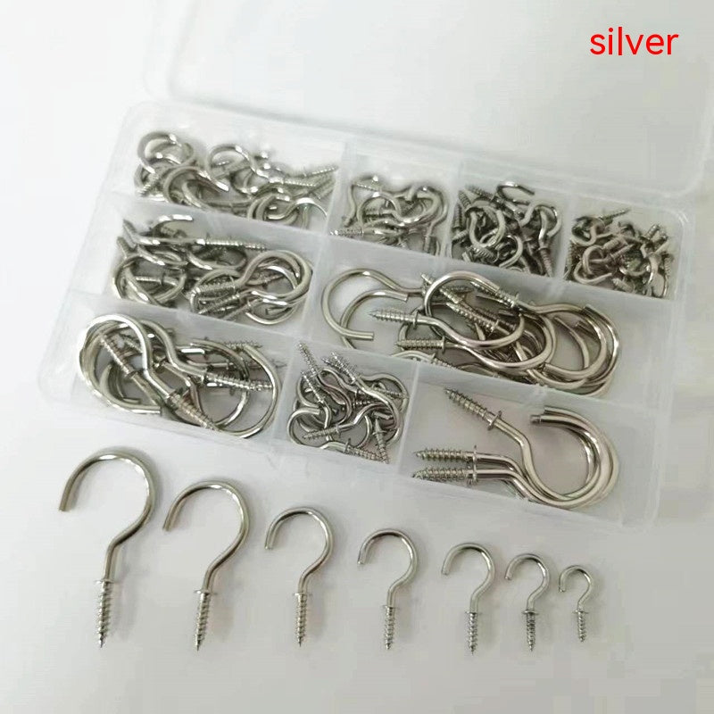 Crochets de coupe en boîte 7 Spécifications 120pcs Crochet de plafond en argent noir
