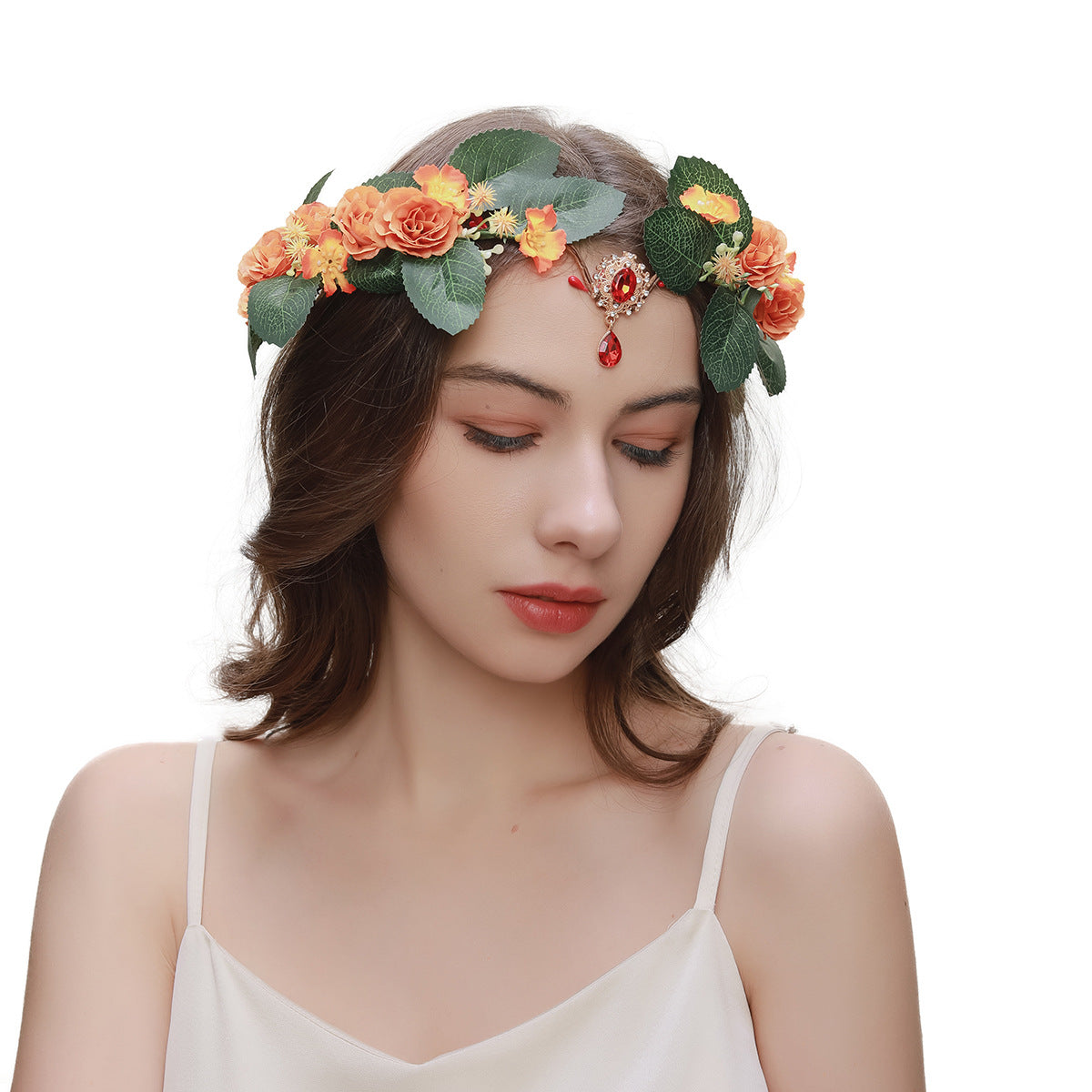 Fleurs artificielles Mori Style de la feuille verte Coiffure féminine