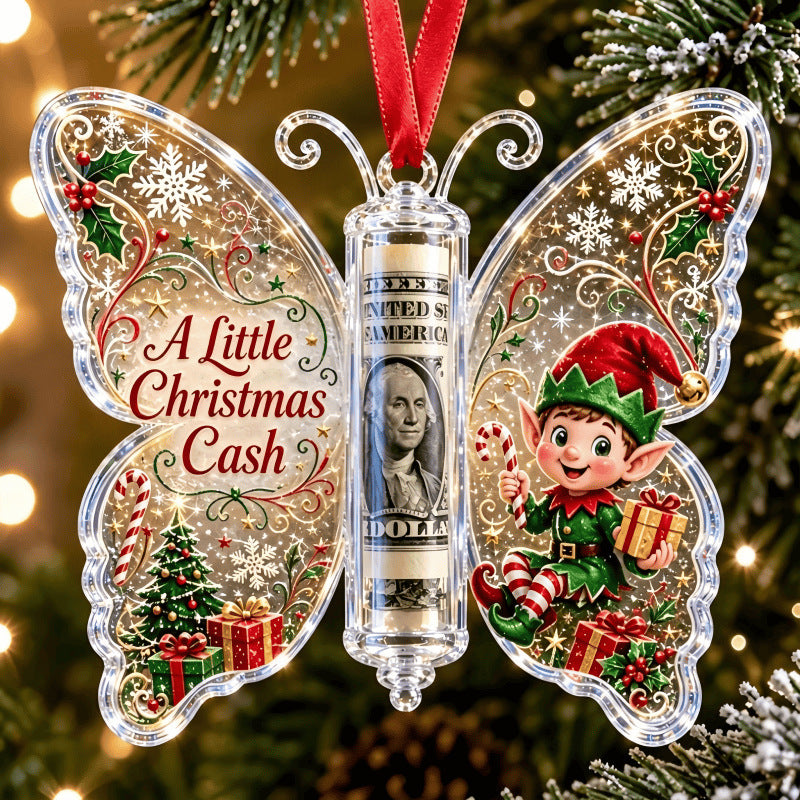 Ornement cadeau en espèces de Noël papillon