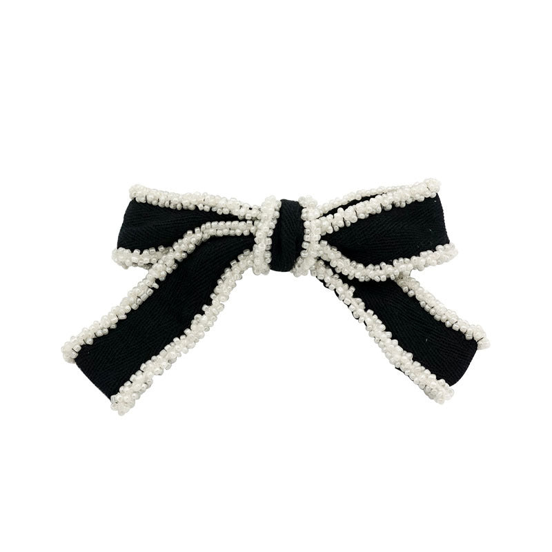 Super Nice White Edge Bow Coiffure Ornement