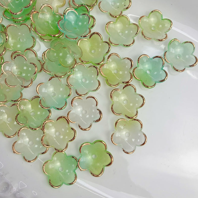 Perles de fleurs acryliques dorées à deux tons