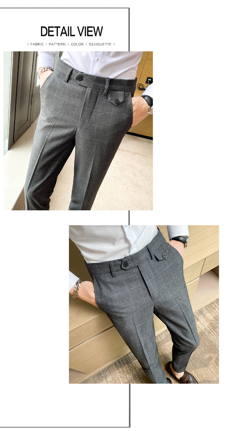Style coréen British Classic Checkered Elegant Slim Fit meilleur homme pantoufles homme costume P