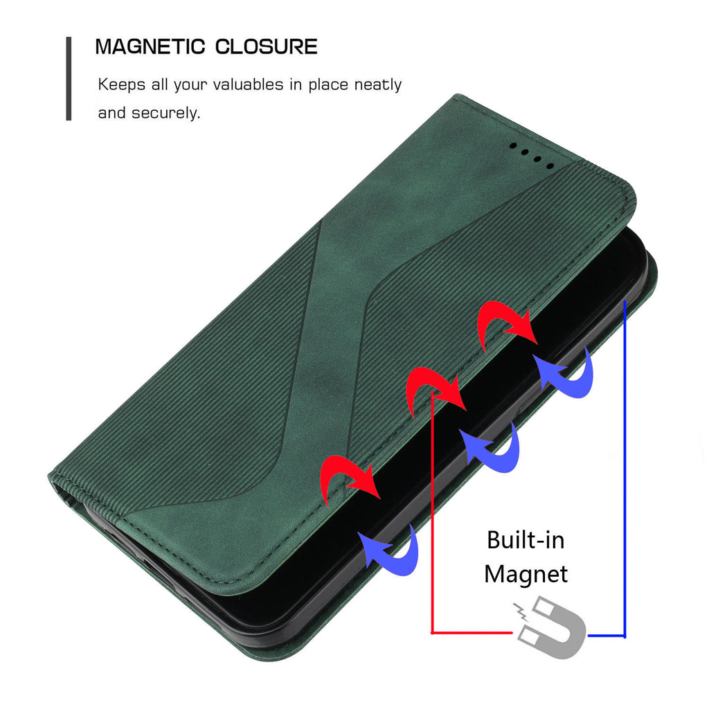 Étui en cuir pour téléphone portable à trois emplacements à aspiration magnétique forte