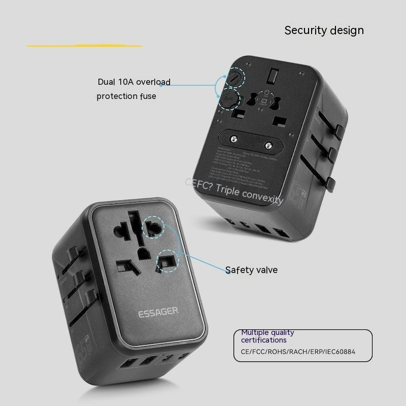 Convertisseur universel de prise de voyage de chargeur 65W