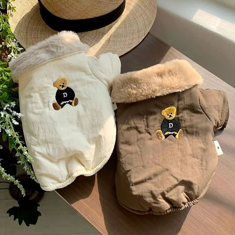 Veste chaude épaisse de traction petit chien d'automne et d'hiver chat vêtements de chat