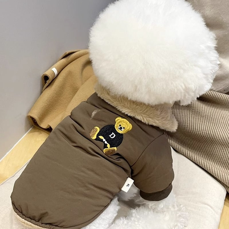 Veste chaude épaisse de traction petit chien d'automne et d'hiver chat vêtements de chat