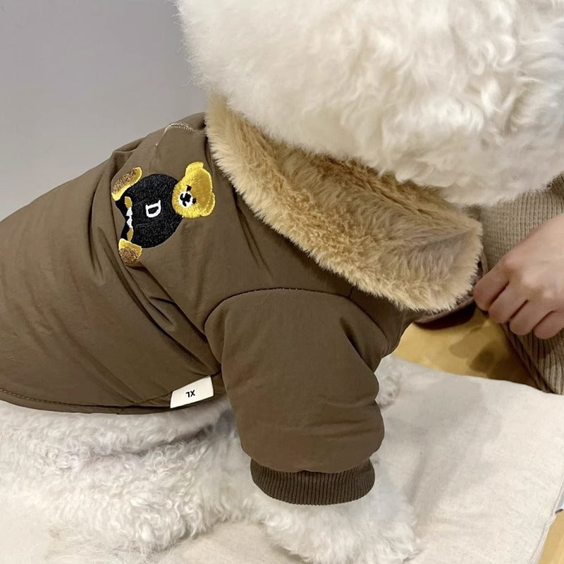Veste chaude épaisse de traction petit chien d'automne et d'hiver chat vêtements de chat