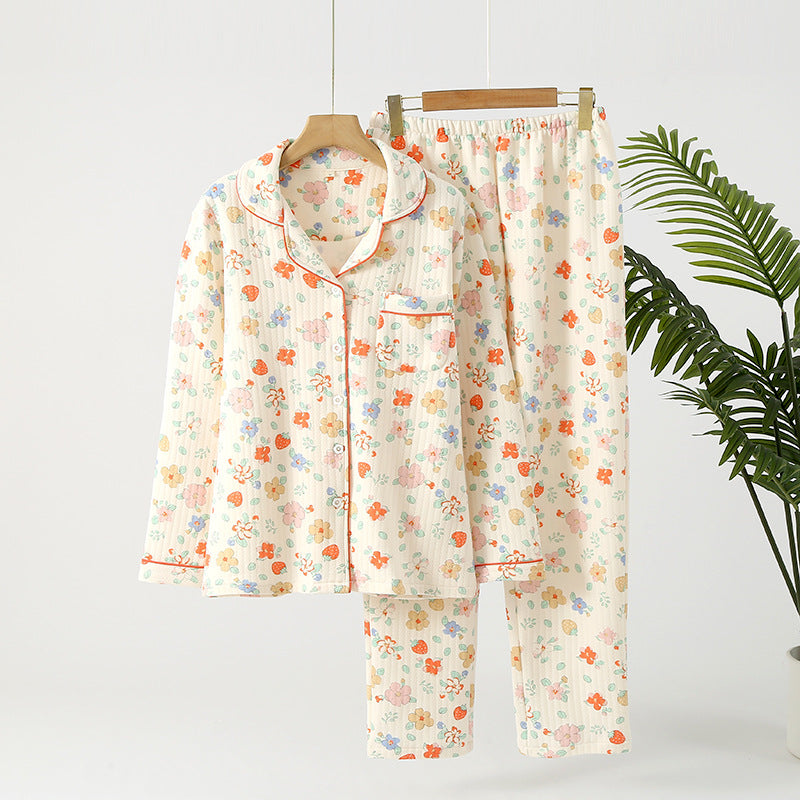 Pyjamas Lapels à la maison, lavés de trois couches
