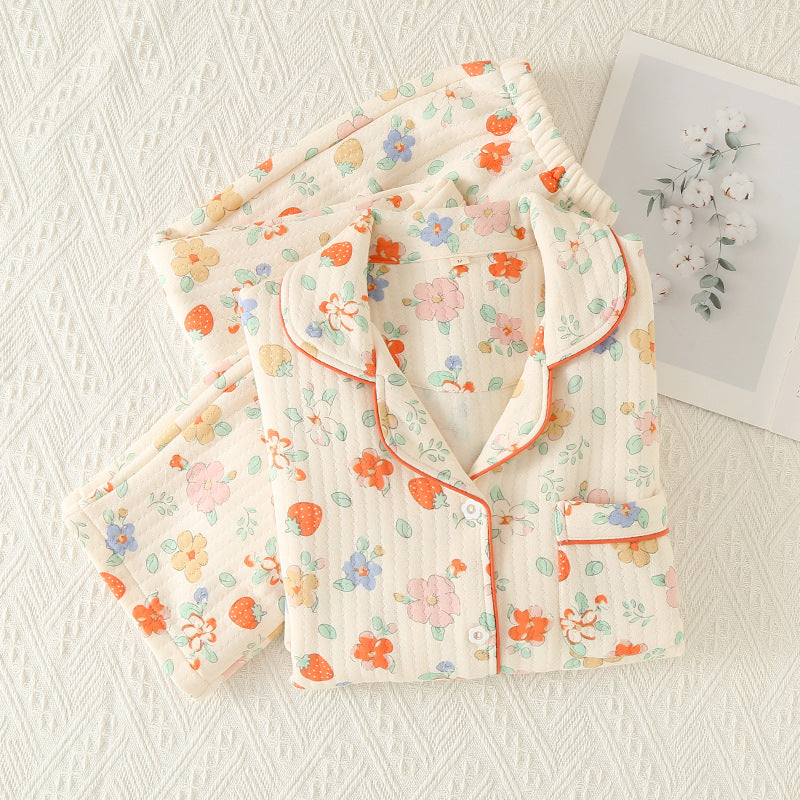 Pyjamas Lapels à la maison, lavés de trois couches