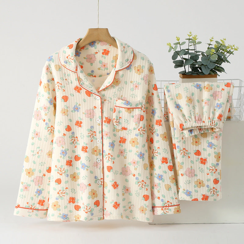Pyjamas Lapels à la maison, lavés de trois couches