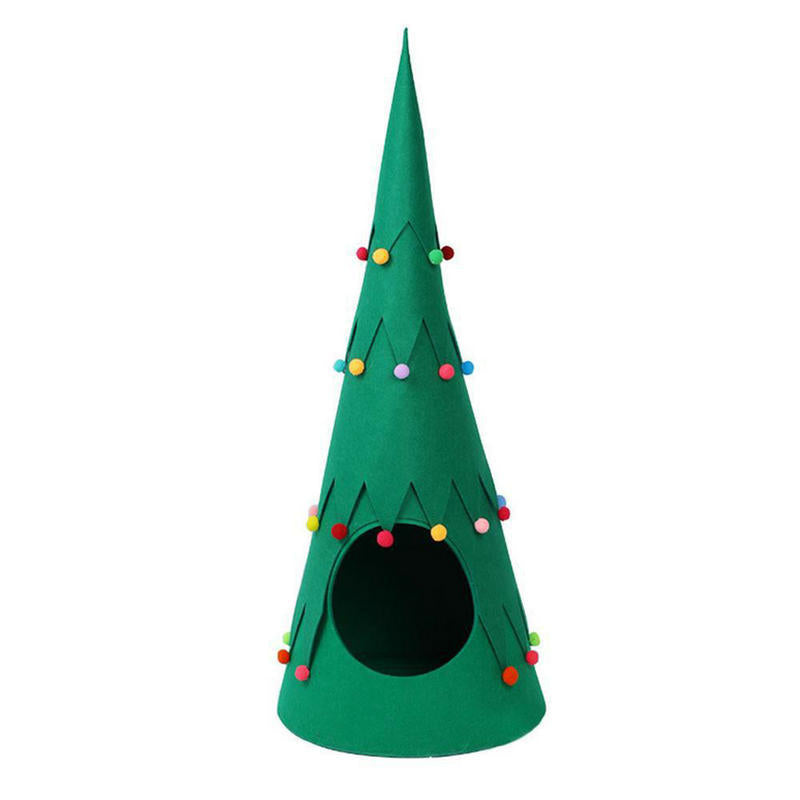 Pet Felt Arbre de Noël Tente pliable Chiens et chats semi-fermés Quatre saisons Universal