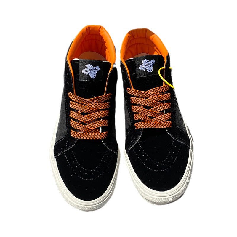 Chaussures pour hommes de style universitaire Plaid orange noir Toile moyenne