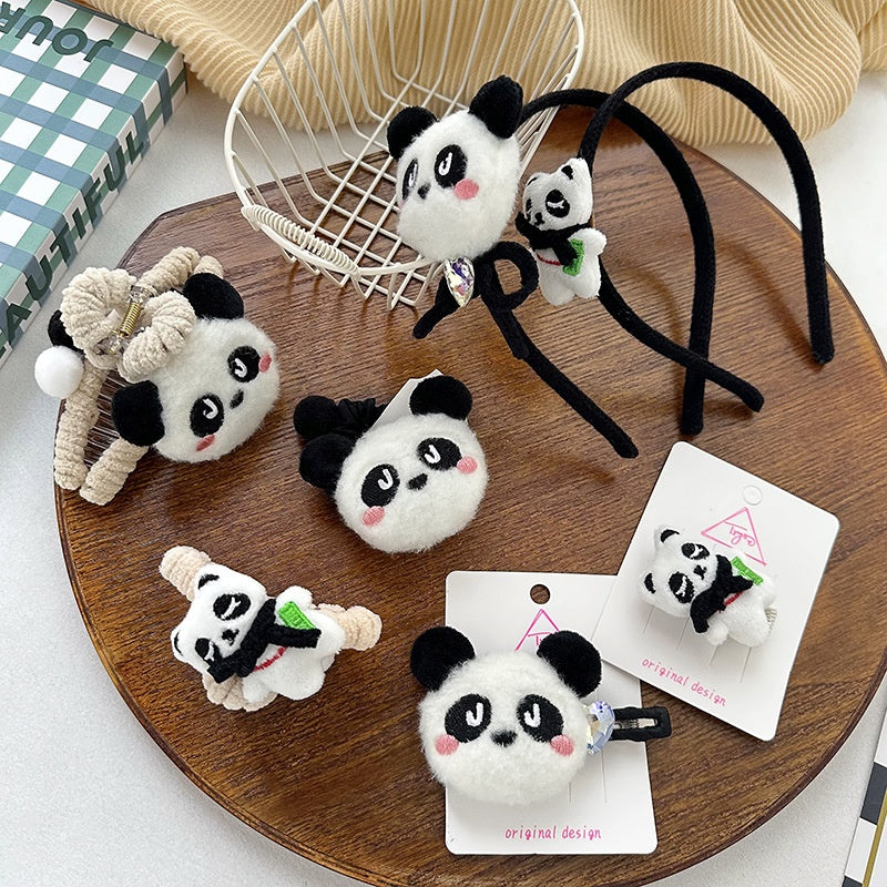 Caricature jeune fille Panda Grip mignon Bandeau à poupée tridimensionnelle pour enfants