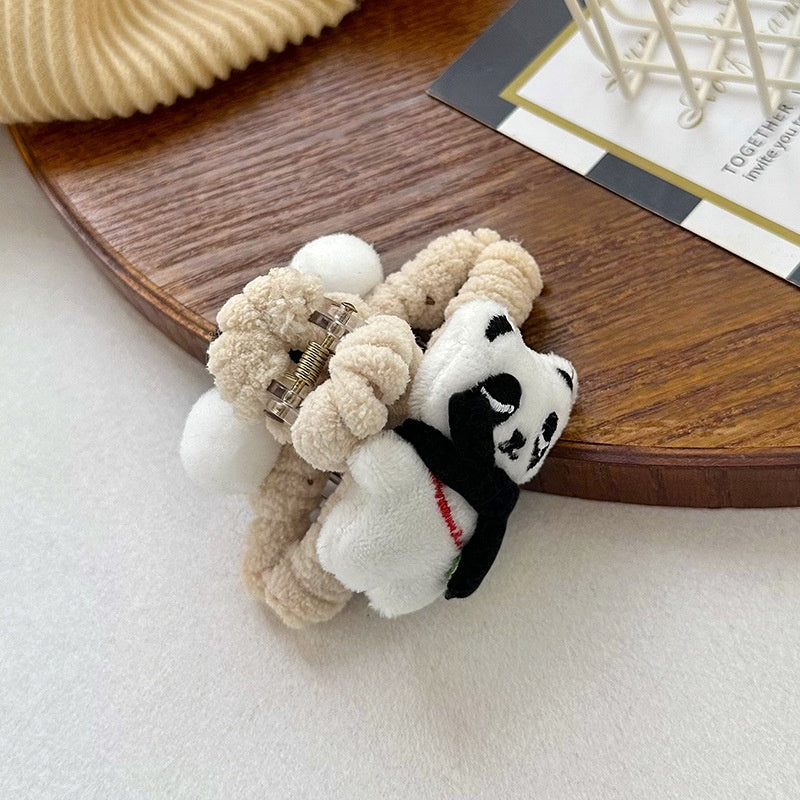 Caricature jeune fille Panda Grip mignon Bandeau à poupée tridimensionnelle pour enfants