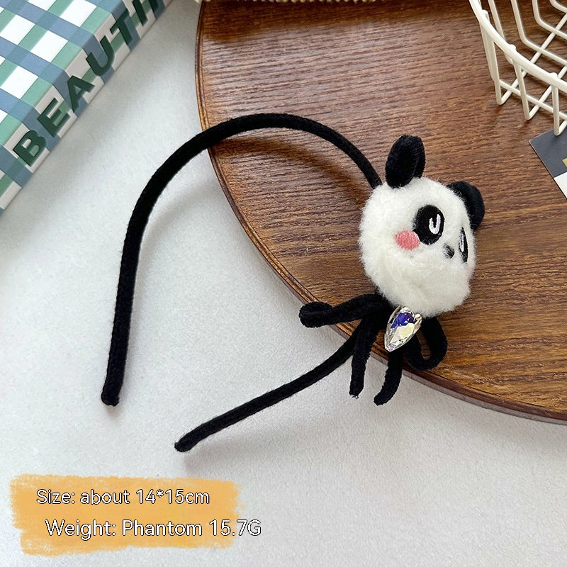 Caricature jeune fille Panda Grip mignon Bandeau à poupée tridimensionnelle pour enfants