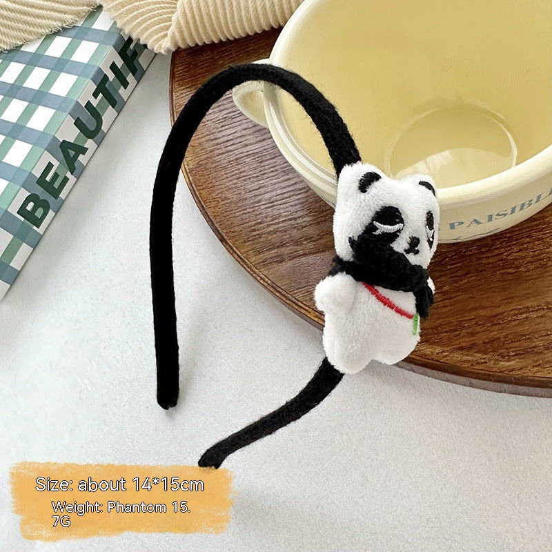 Caricature jeune fille Panda Grip mignon Bandeau à poupée tridimensionnelle pour enfants