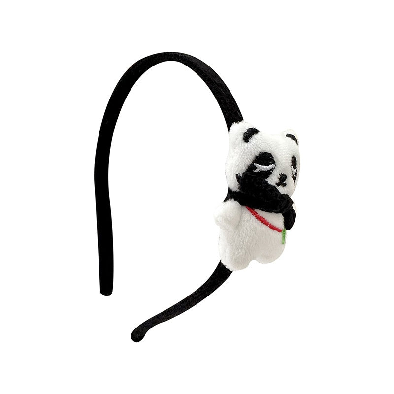 Caricature jeune fille Panda Grip mignon Bandeau à poupée tridimensionnelle pour enfants