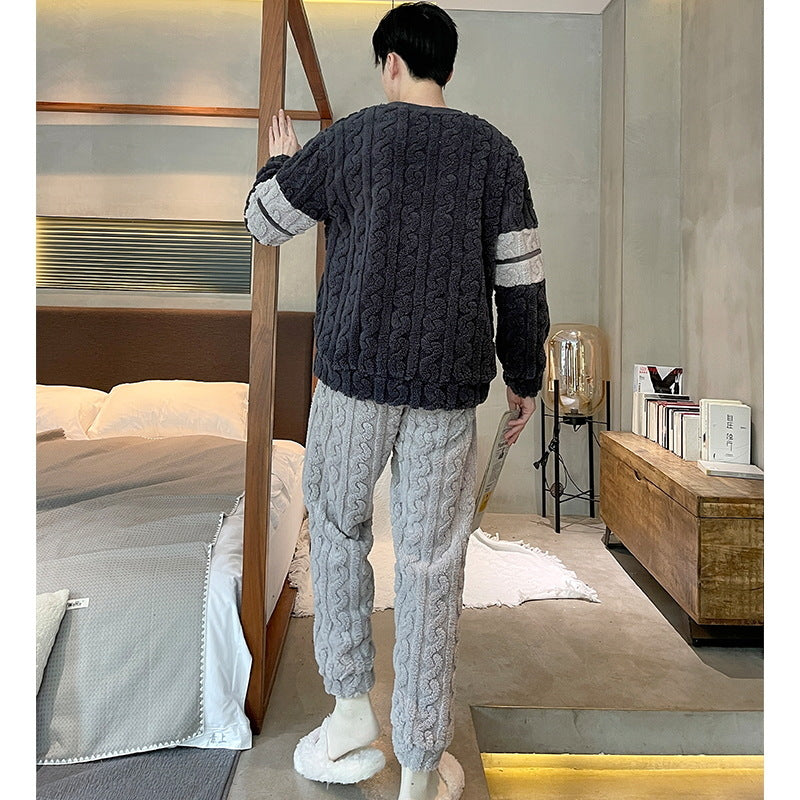 Pyjama thermique Flannel Homme automne et hiver Jacquard
