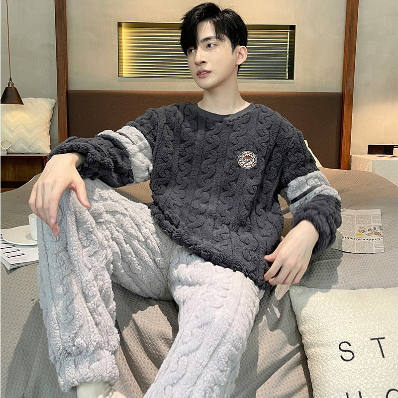 Pyjama thermique Flannel Homme automne et hiver Jacquard