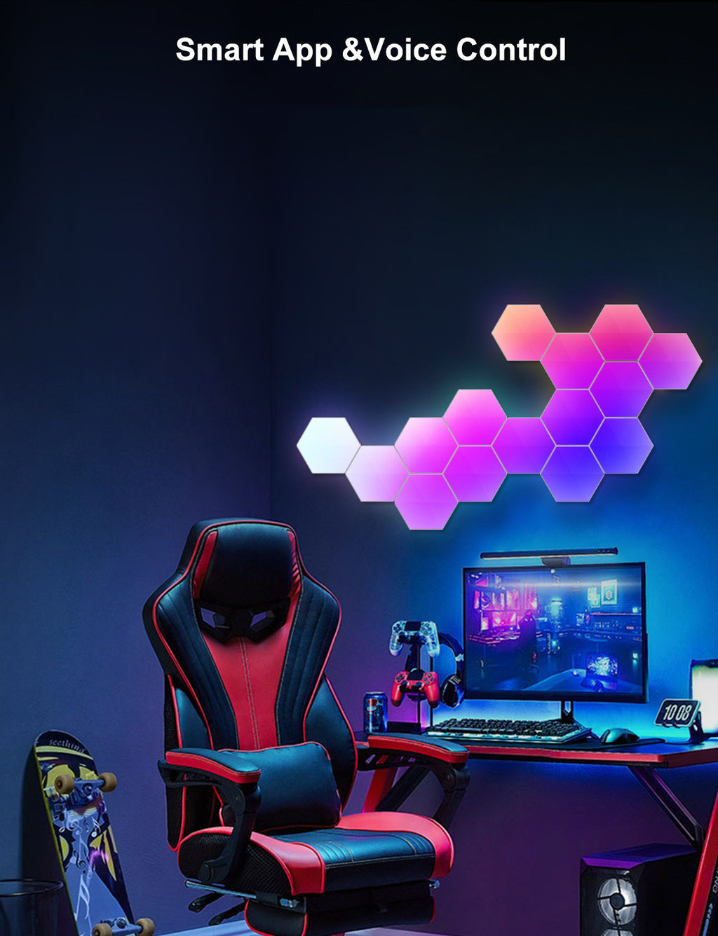 Graffiti Hexagonal Quantum Lampe côté lit Lampe murale E-sports Ambiance Light Smart Honey