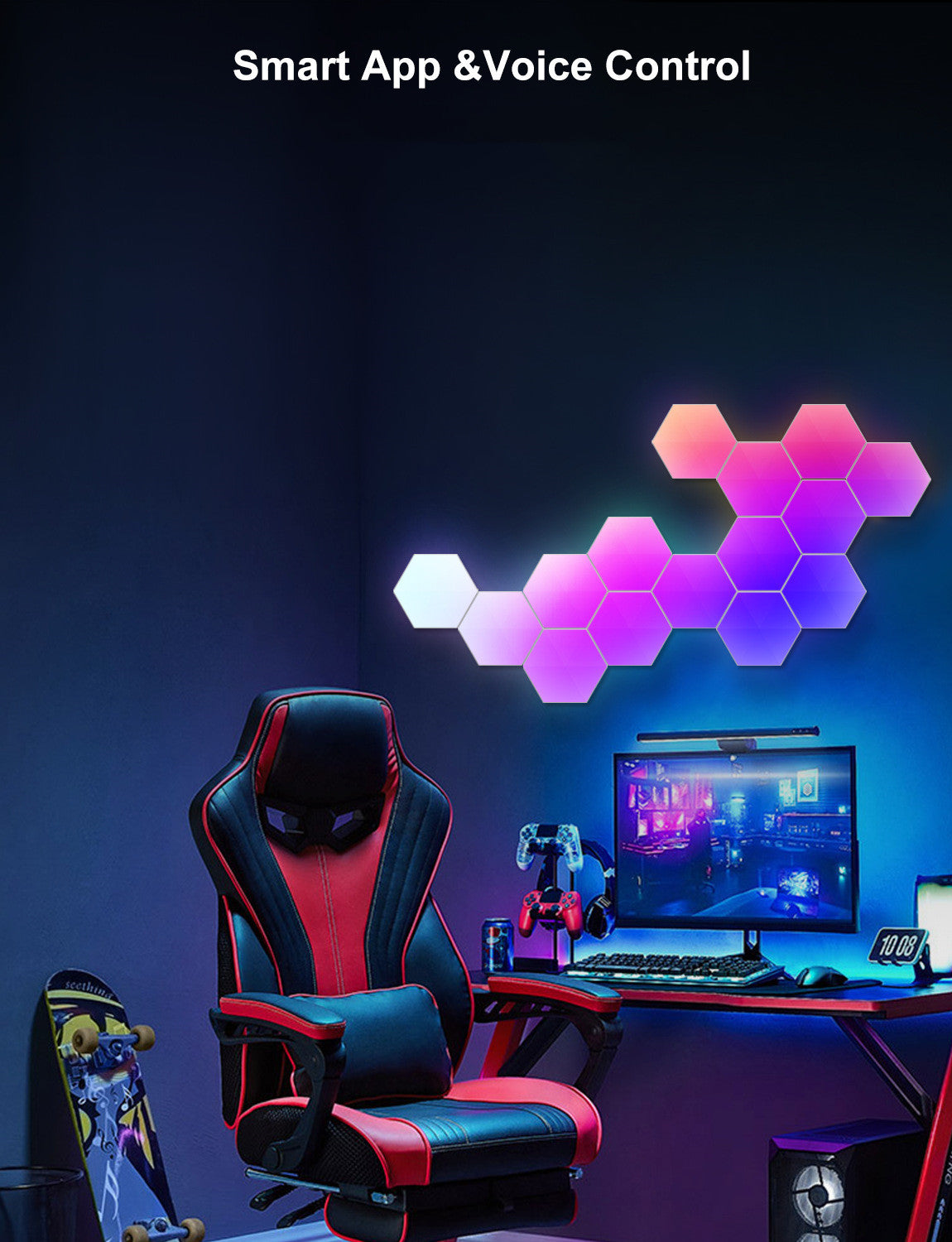 Graffiti Hexagonal Quantum Lampe côté lit Lampe murale E-sports Ambiance Light Smart Honey