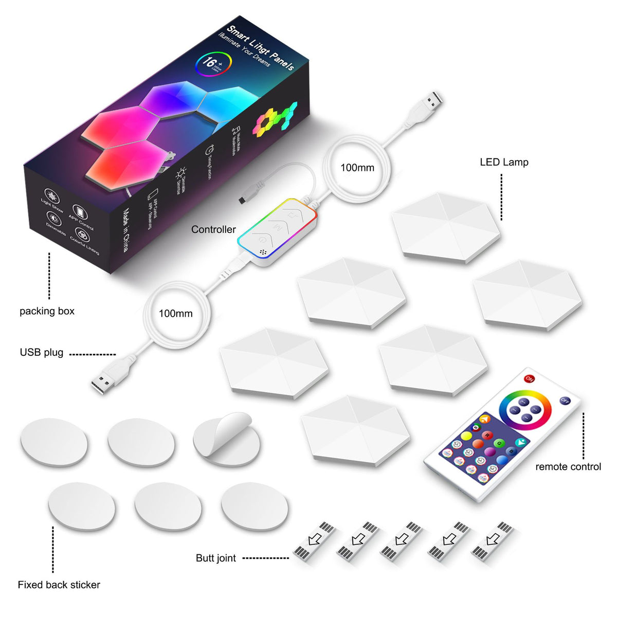 Graffiti Hexagonal Quantum Bedside Lamp E-sports Wall Lamp Atmosphere Light Smart Honey