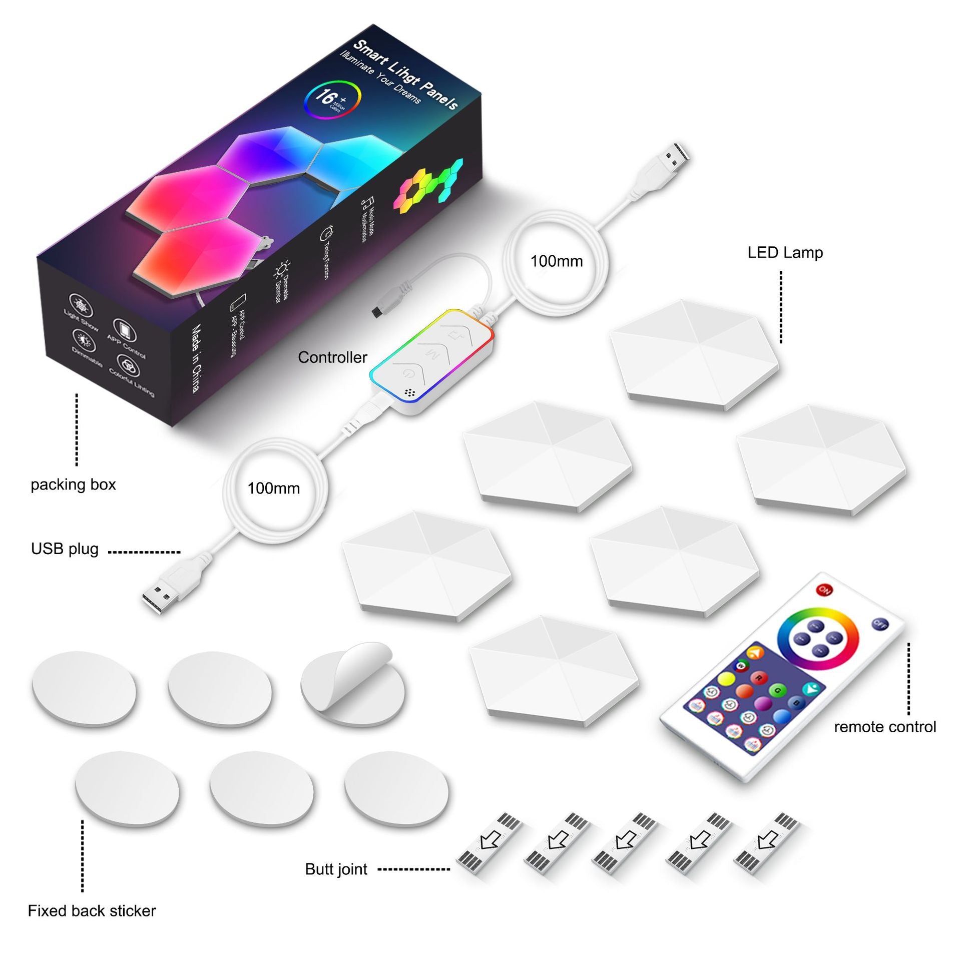 Graffiti Hexagonal Quantum Lampe côté lit Lampe murale E-sports Ambiance Light Smart Honey