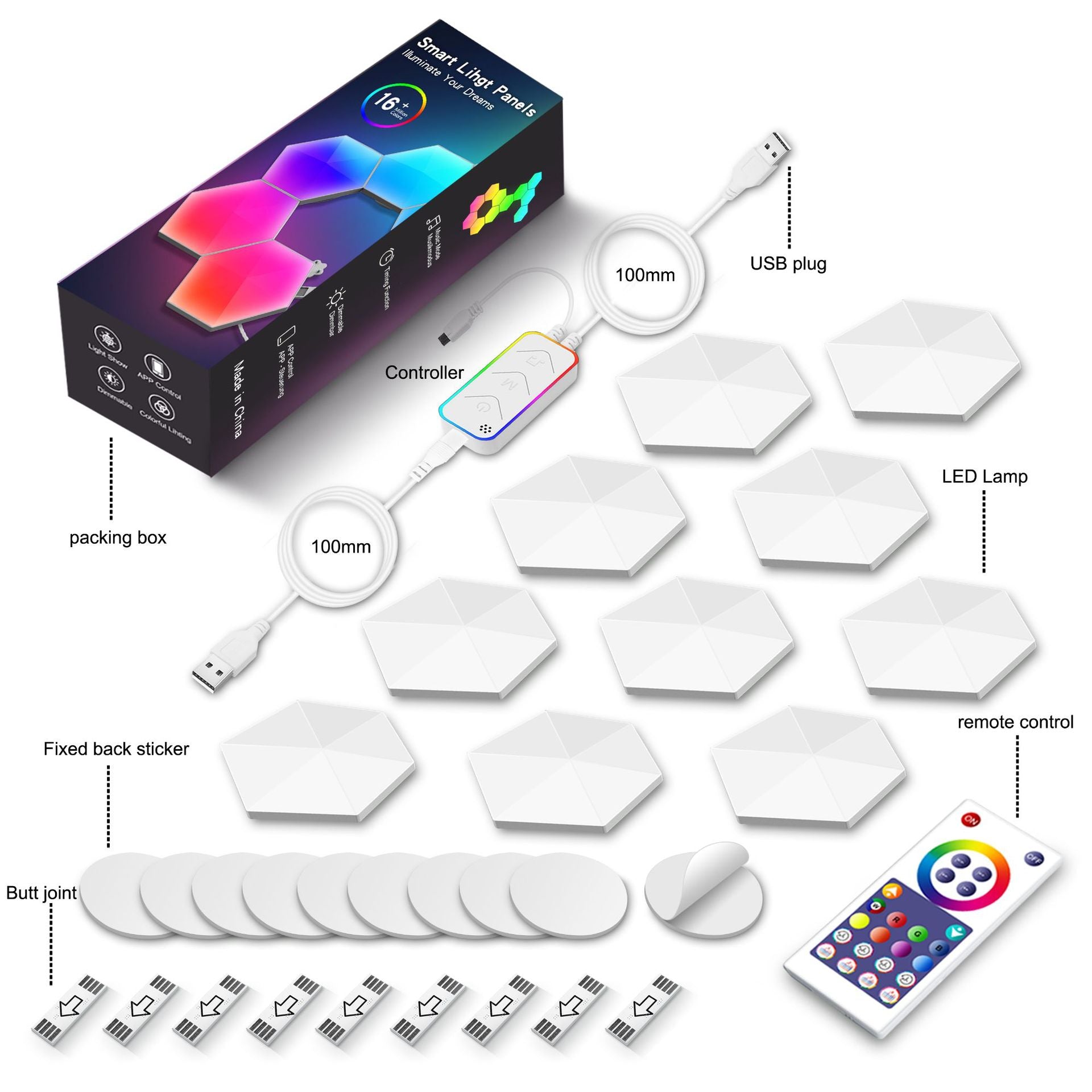 Graffiti Hexagonal Quantum Lampe côté lit Lampe murale E-sports Ambiance Light Smart Honey