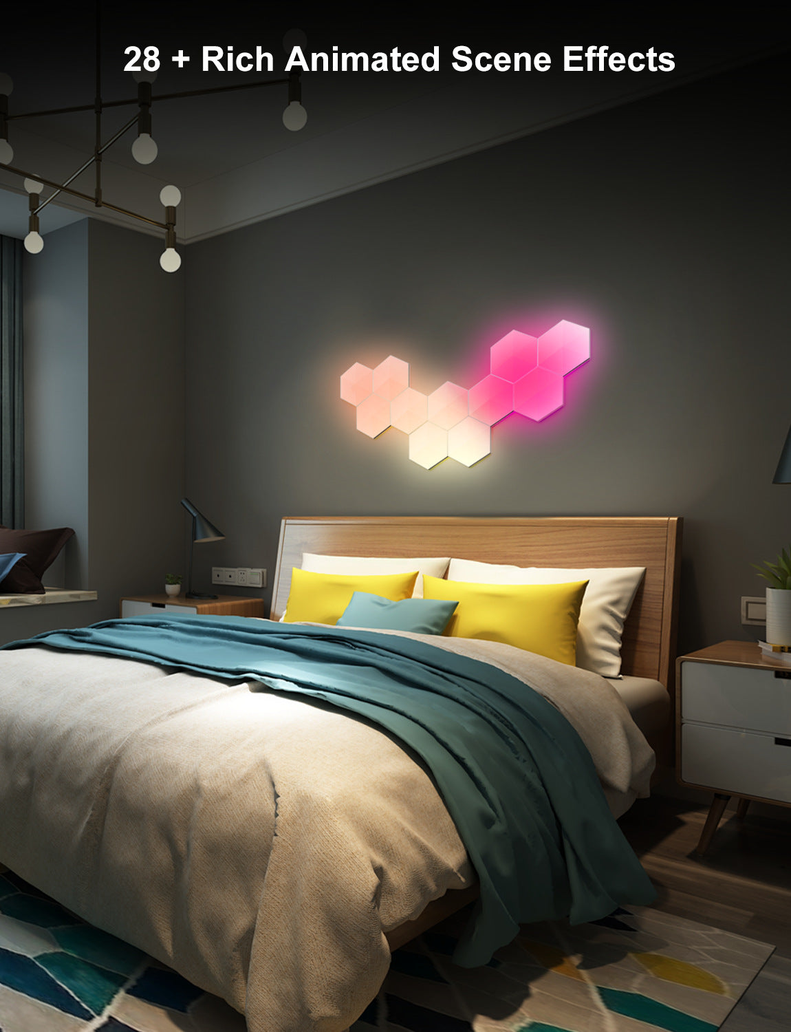 Graffiti Hexagonal Quantum Lampe côté lit Lampe murale E-sports Ambiance Light Smart Honey