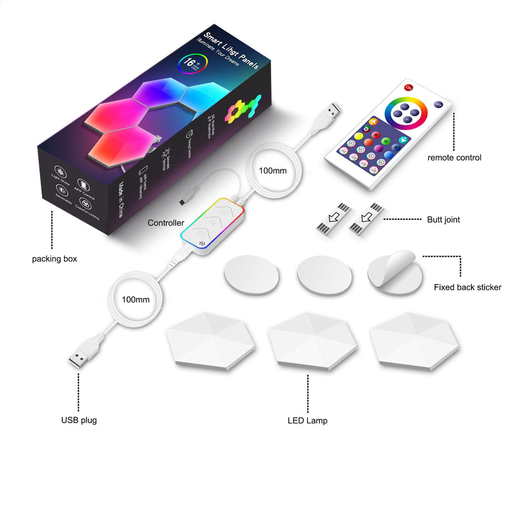 Graffiti Hexagonal Quantum Lampe côté lit Lampe murale E-sports Ambiance Light Smart Honey